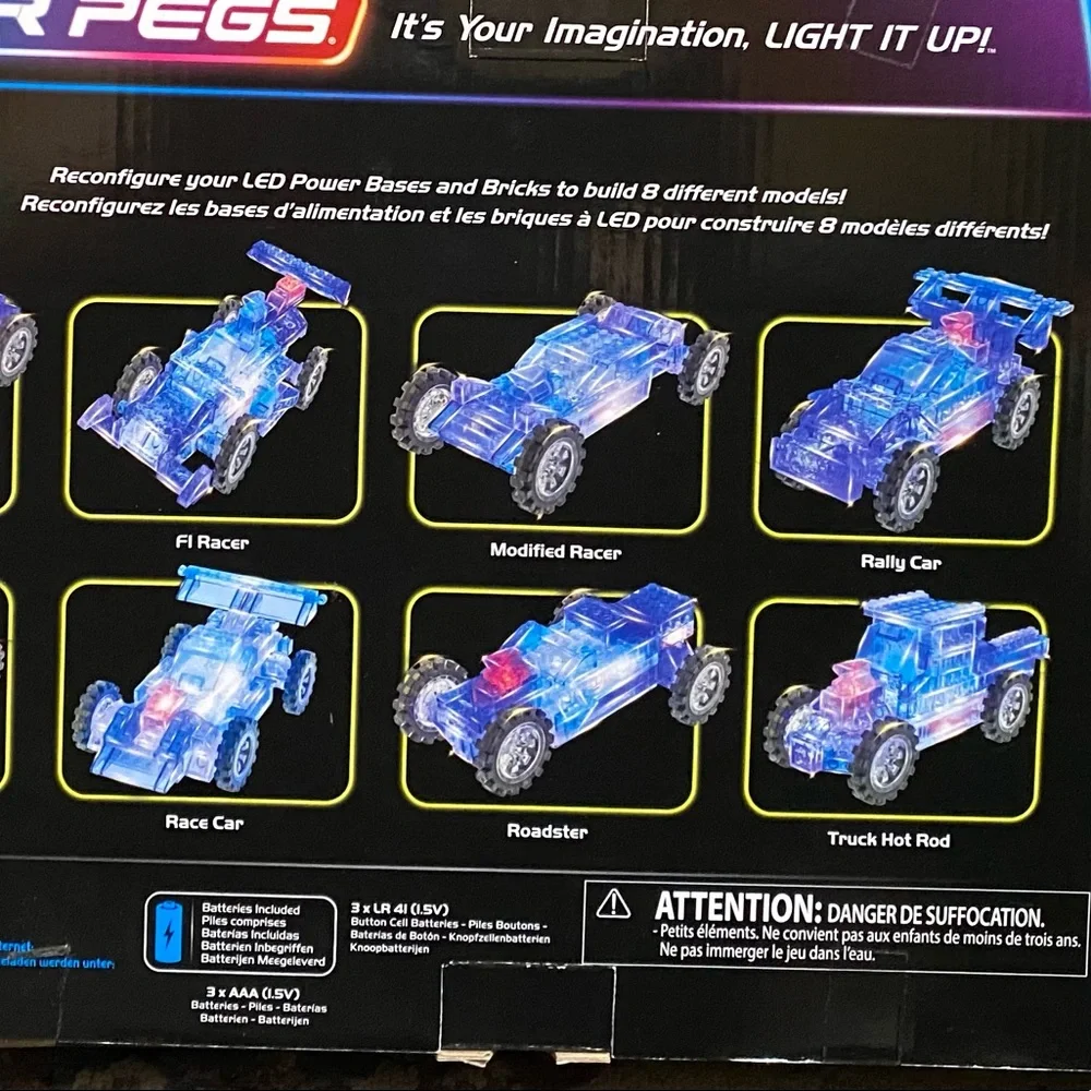 Race Car 8-in-1 Building Set Laser Pegs LED Lights Imagination Racing Kit